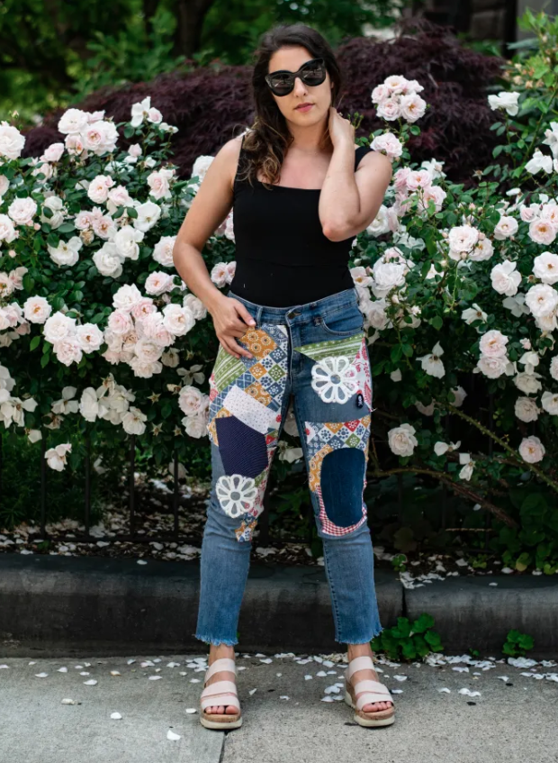 How to style a patchwork jeans